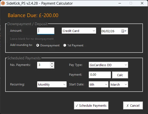SideKick PS Payment Calculator